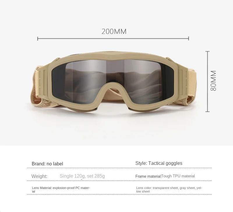 SONICE Upgrade New Durable Anti-Dust Windproof Riding & Sports Sunglasses 3 Lens Cycling Eyewear Tactical Glasses