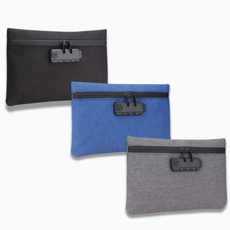 Factory Custom bolsas de embalaje a prueba de olor smell proof bag with combination lock Portable hand Smell Proof Pouch