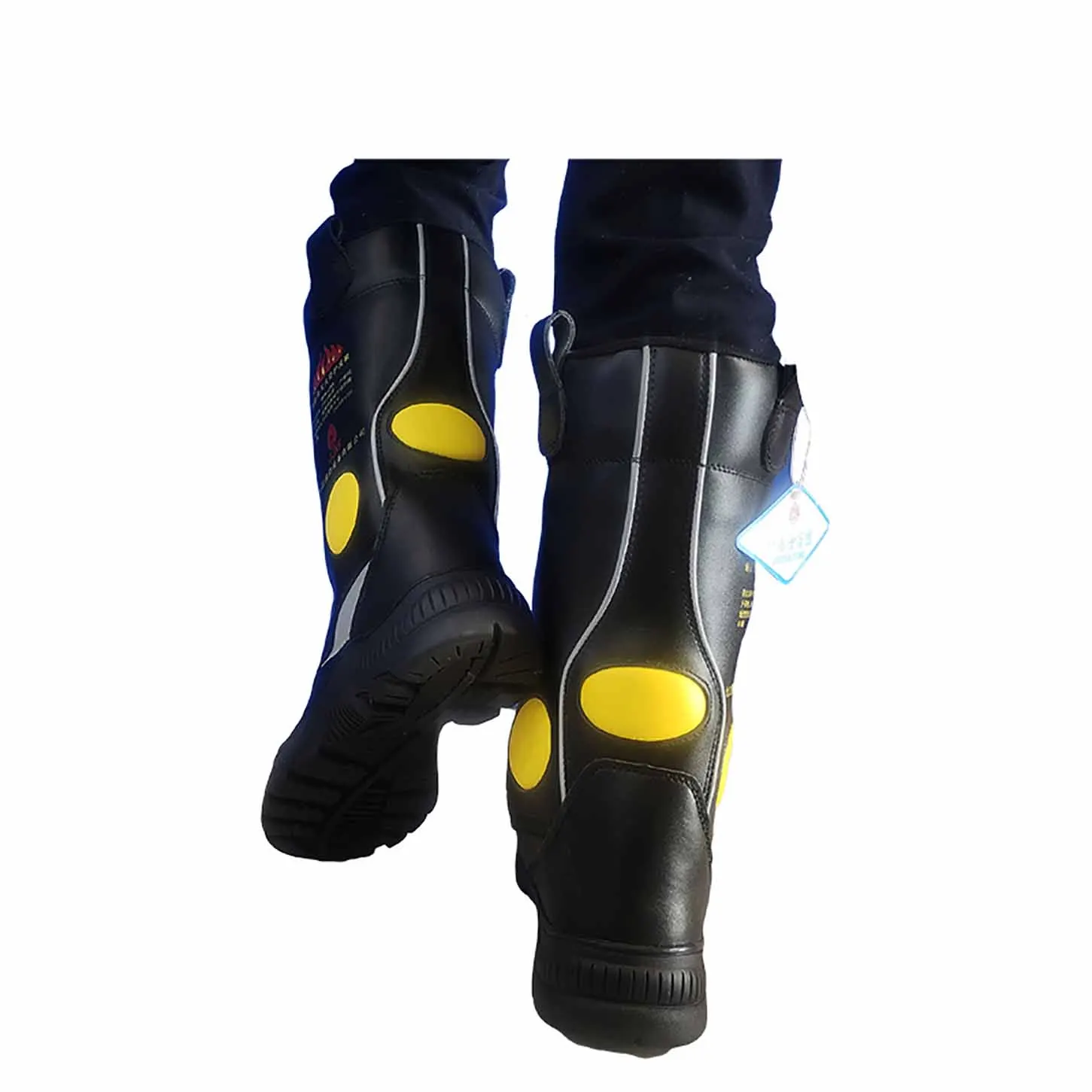 EN Certified OEM Zip Auto Lace Fireman Genuine Leather Boots Firefighter Safety Leather Shoes Botas De Cuero