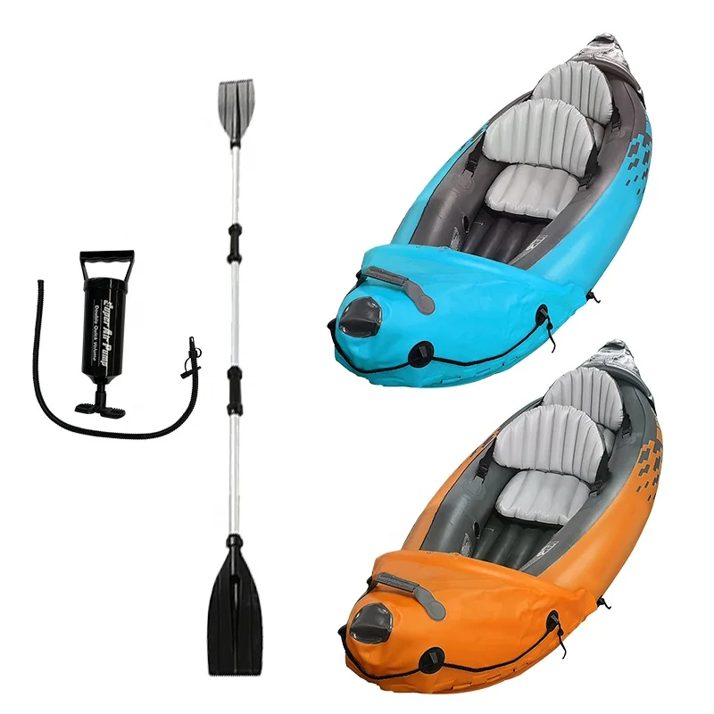Outdoor PVC 2 person inflatable fishing boating kayak with paddle and pump for sale