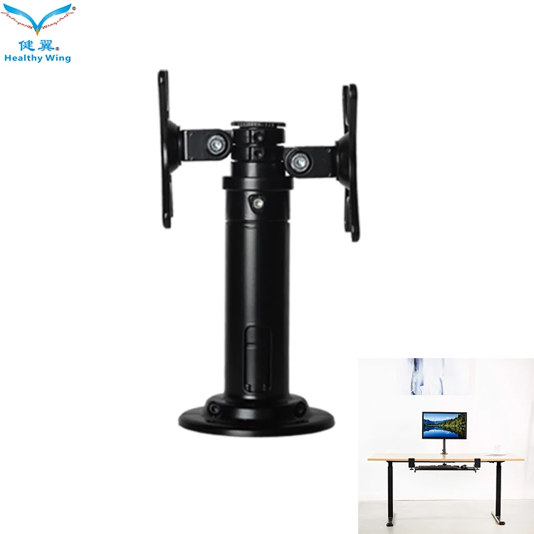 Office Use Support 14 To 29 Inch Table Triangle Tv Stand Mount Dual Monitor Arm For Aluminum Arms