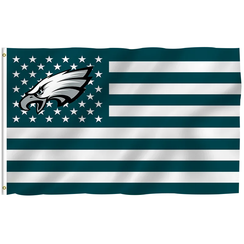 In Stock All  Football Team Flag 3x5ft High Quality Custom Design Philadelphia Eagles Kelly green Fan 100% Polyester Sports Nfl