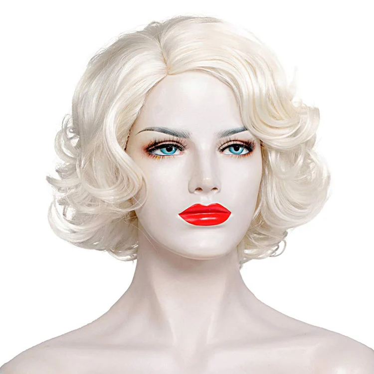 Factory Cheap Wigs Wholesale Celebrity Retro-Style Short Blonde Wig Curly Synthetic Hair Wigs For White Women