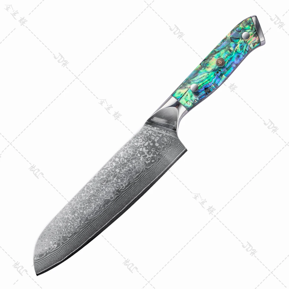 7 inch Santoku Knife Damascus Kitchen Knife 67 Layers Damascus Steel with Abalone Shell Handle