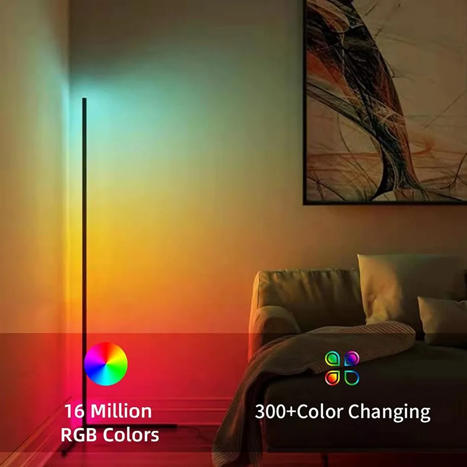 Indoor Home Decor Smart Corner Floor Standing Standard Lamp Lighting Modern Stand Floor Light LED RGB Floor Lamps