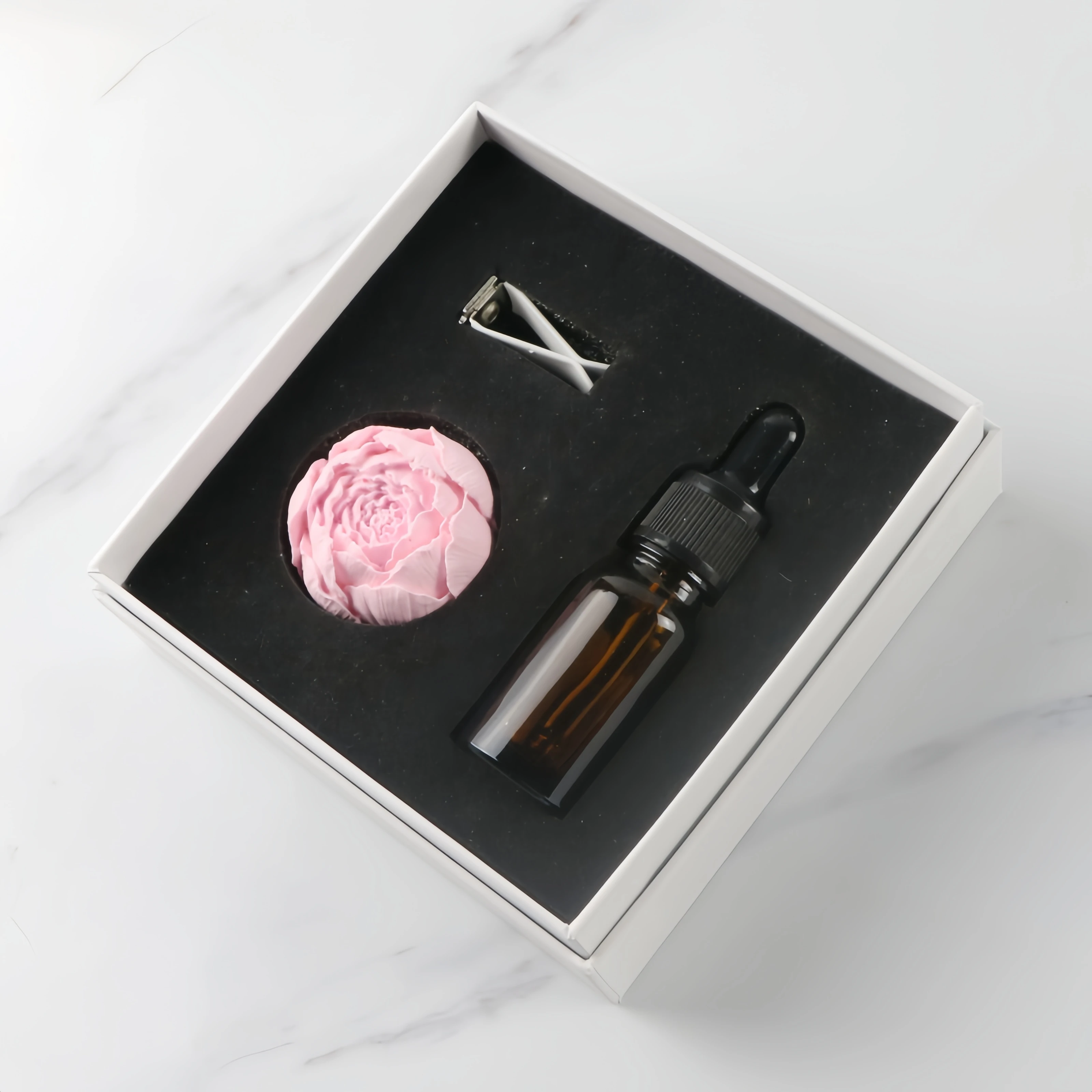 FinRu Wholesale Pink Ceramic flower aromatherapy Essential oil Stone car decorative air freshener vent clips diffuser