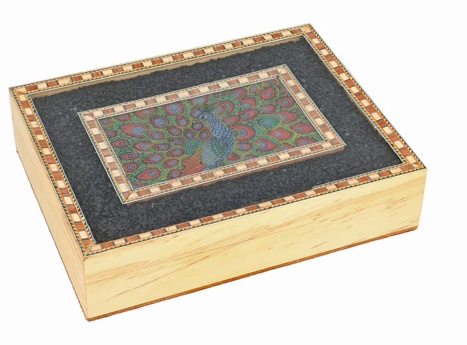 Intricate Full Kashmiri Carvings Wood Organizer Hand Carved Wooden Jewellery Box for Women Desk Jewelry Organizer