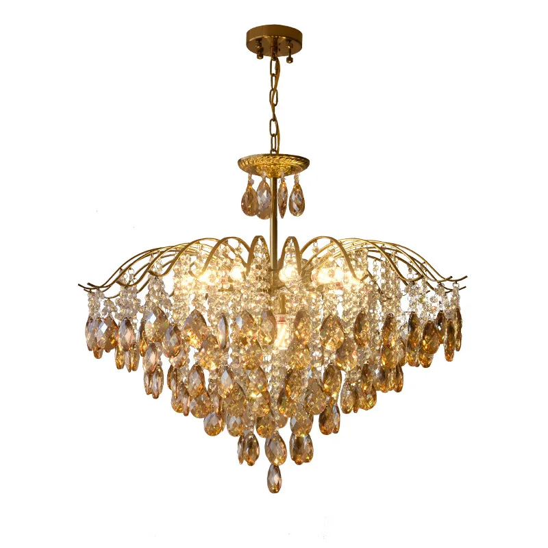 American Retro Crystal Chandelier for Bedroom French Dining Room Living Room-Simple Luxurious Design with Romantic Touch
