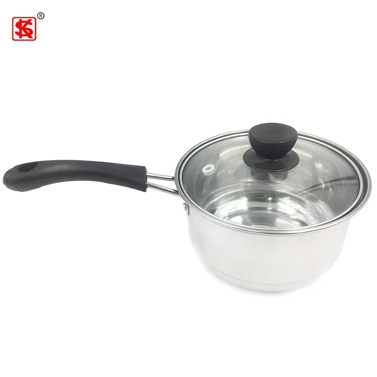 Cheap Metal Milk Pot Stainless Steel Saucepan Pot Soup Pot Set With Clear Glass Cover For Cooking