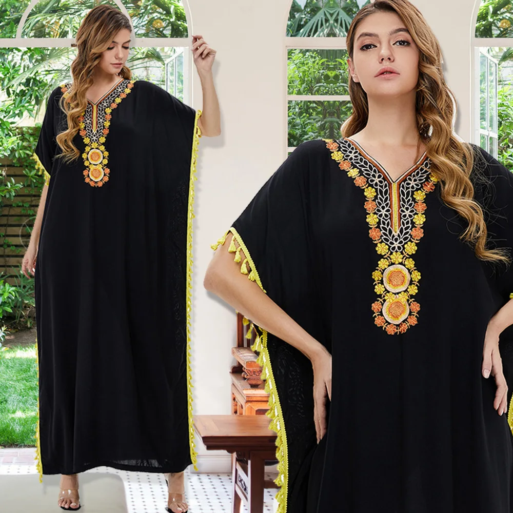 Abaya Dubai Muslim Dress Printed Embroidery Lady Party Islamic Clothing African Design Loose Robe