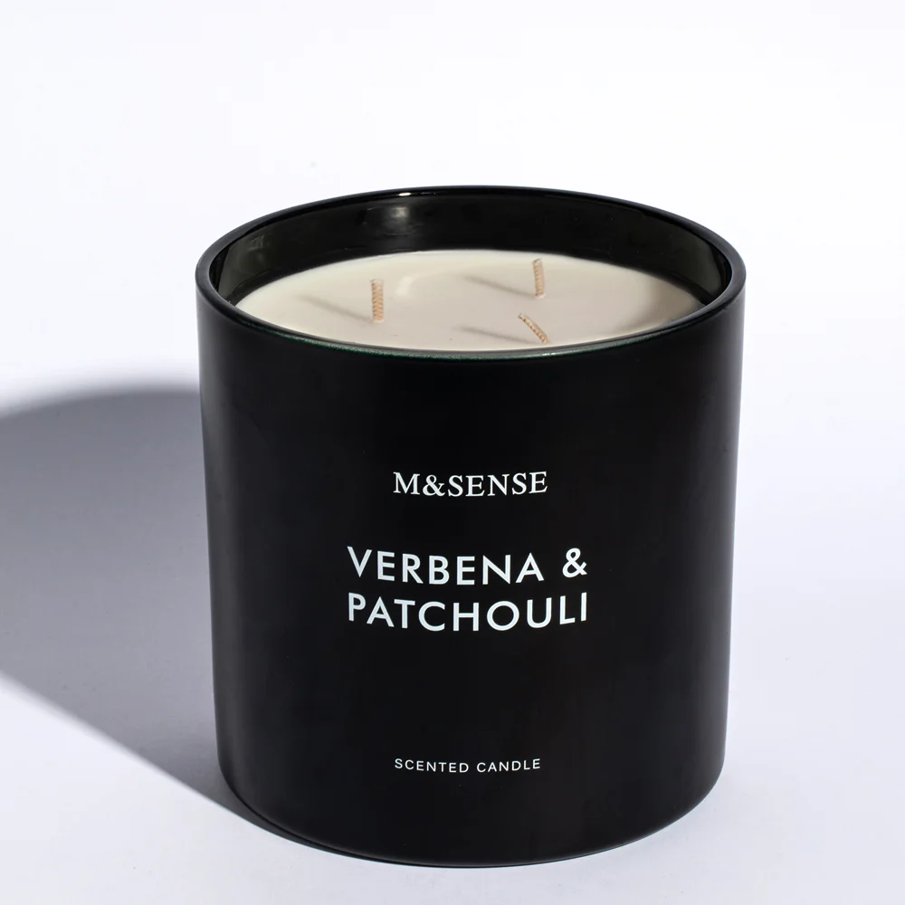Wholesale Black Pillar Glass Jar Multi Wick Art Scented Soy Wax Candle