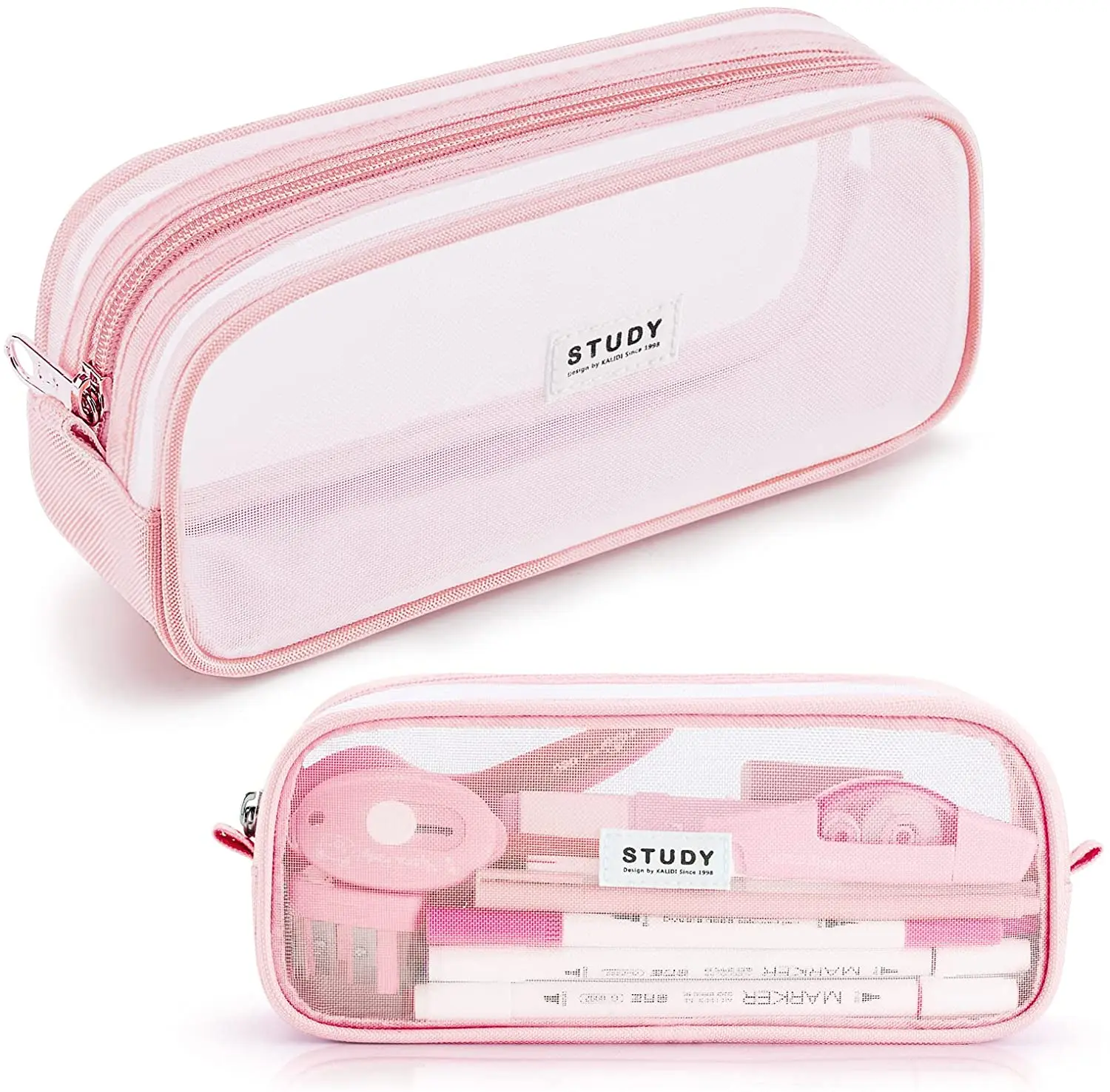 School Children Student Pen Stationery Organizer Zipper Pencil Case Bag Mesh Pencil Pouch