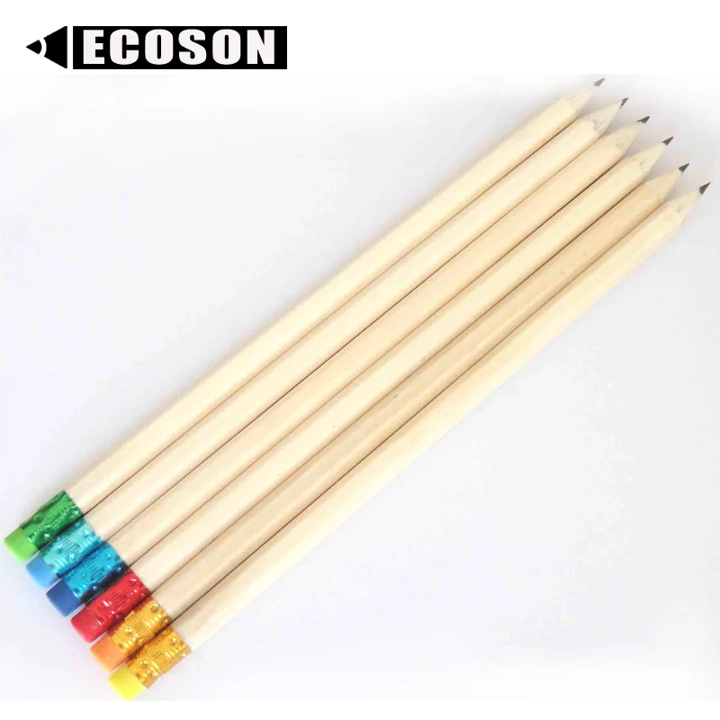 Custom made painted pencil rubber rubber holder Graphite Natural Hexagonal HB Pencil with Rubber Eraser Top Sharpened