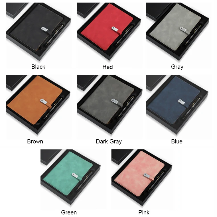 A5 PU Leather Cover Costom Logo Journal Dairy Note Book With Pen Business Notebook Gift Box Set