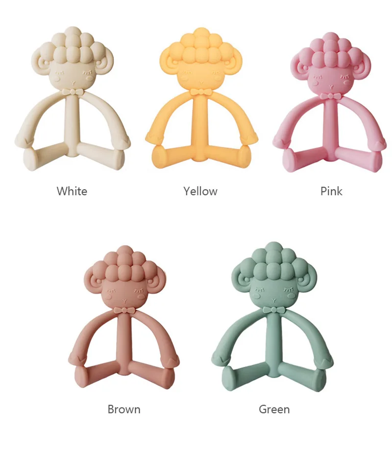 New Product BPA Free Sensory Teething Chewing Girl Sheep Shapes Food Grade Silicone Baby Teether Toys