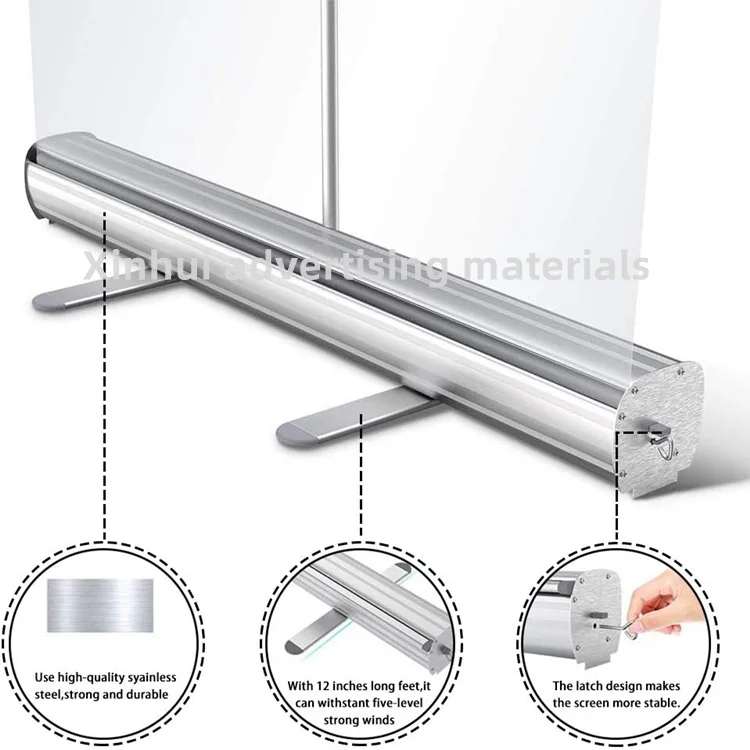 Aluminum alloy rolling display frame banner roller shutter telescopic display frame shop information signboard 85x200