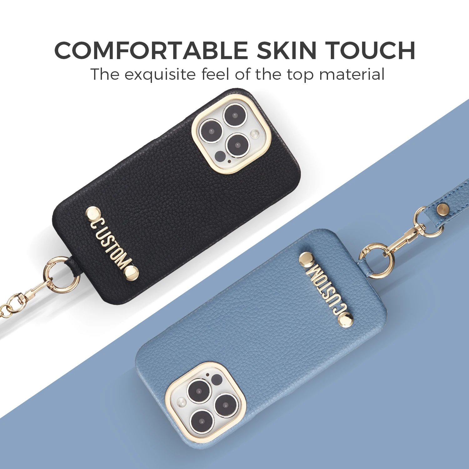 Personalize name mini letters   PU leather phone Strap case Shoulder strap  For iPhone 14 14Pro 12 13 XS Max  14Plus Phone Cover