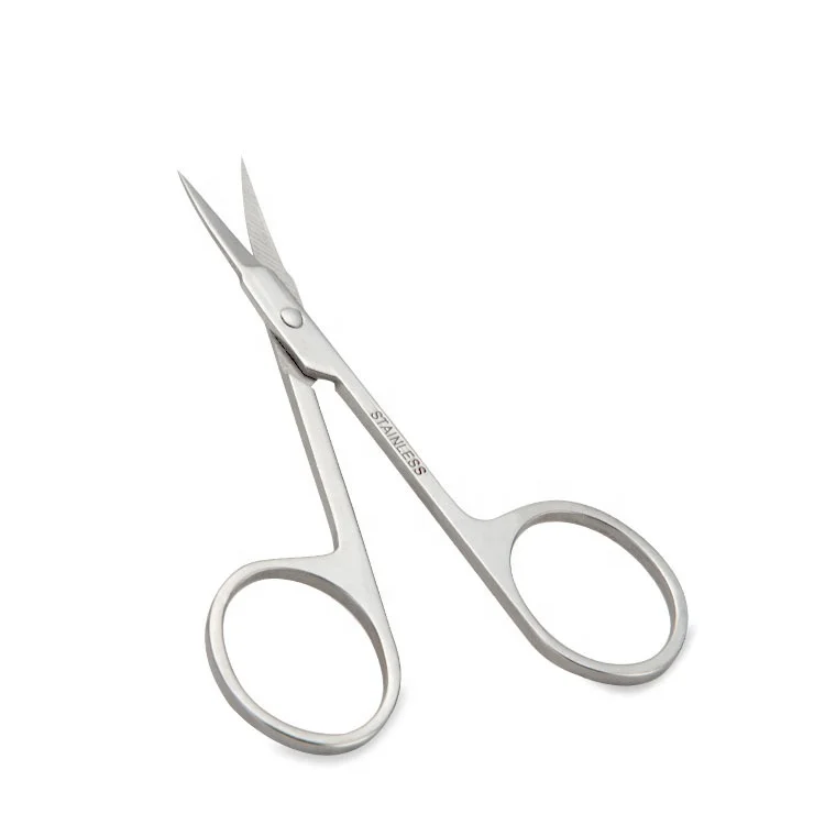 Custom private label cutter eyebrow scissor beard mustache trimming set beauty salon tools stainless steel pointed brow scissors