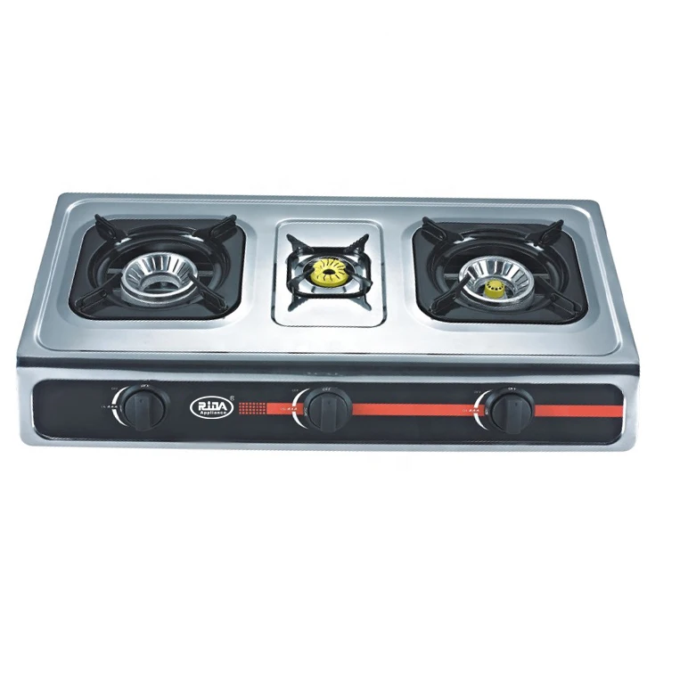 Современная дешевая чугунная модель из нержавеющей стали с автоматическим зажиганием из Таиланда, газовая плита с 3 горелками СНГ