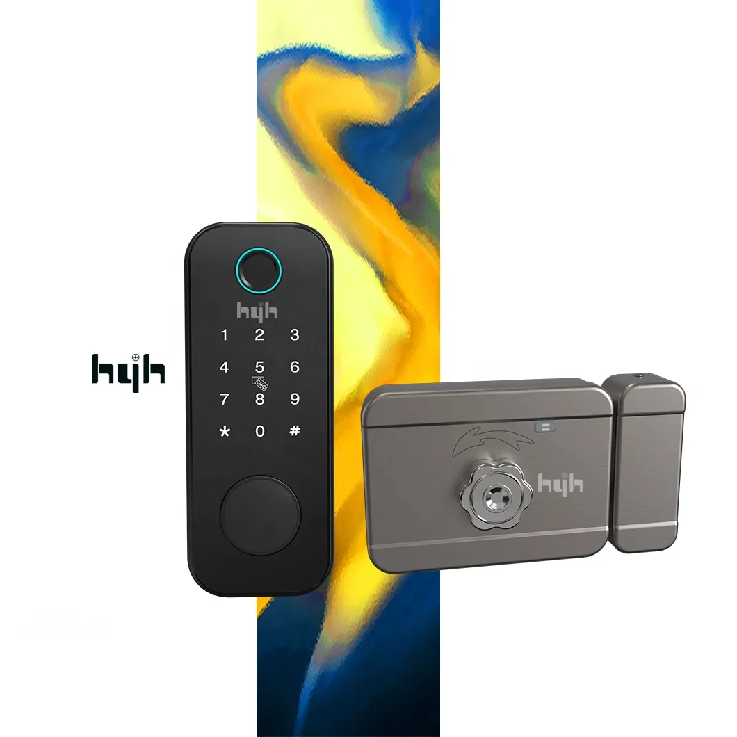 hyh waterproof Safety Code Card Electronic Fingerprint TTLock App RIM Bluetooth Smart Gate Steel Door Lock for Garden Steel Door