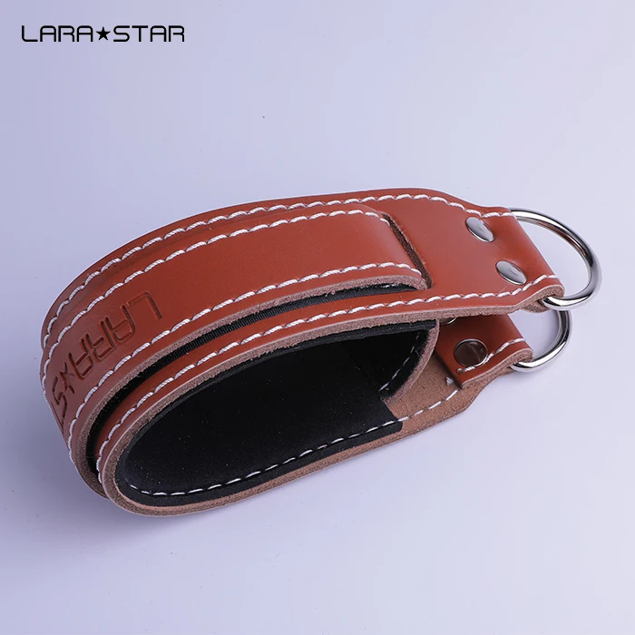 LS0125 Customized Logo OEM Cable Machine Leather Ankle Support Wraps Metal Ankle Brace Ankle Straps Resistance Bands