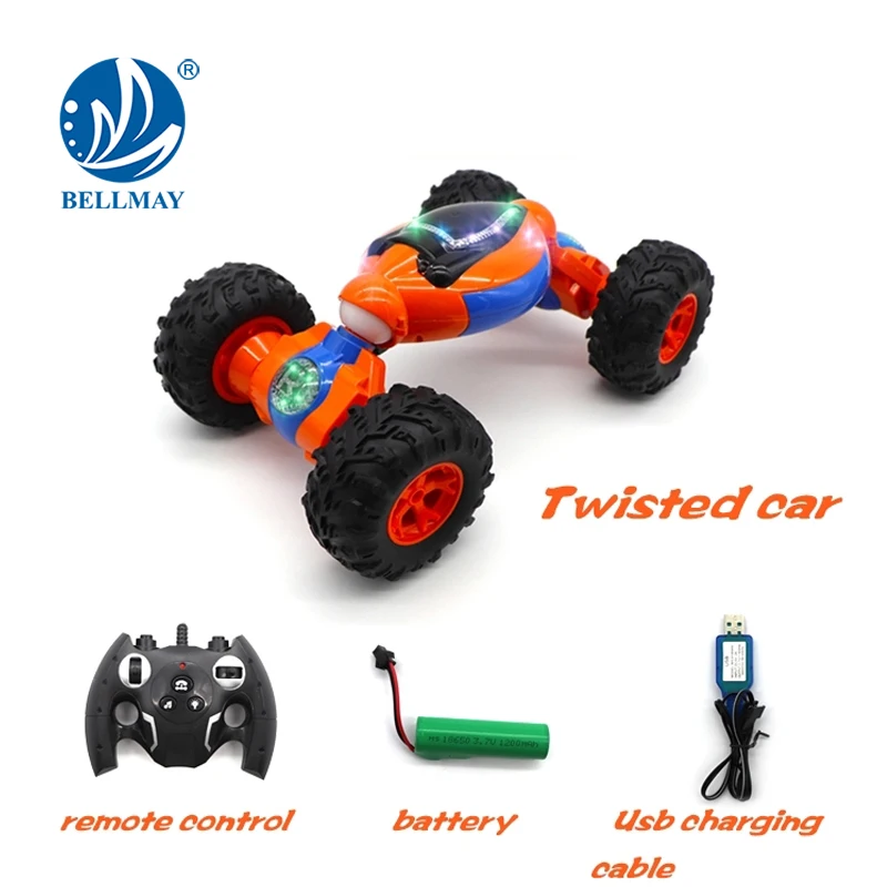 Bemay Toy 2.4GHz 4WD Induction Deformation Double-sided Remote Control Twisted Car with Light And Music
