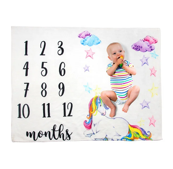Hot sale photography photo prop newborn growing infant monthly milestone white baby blanket