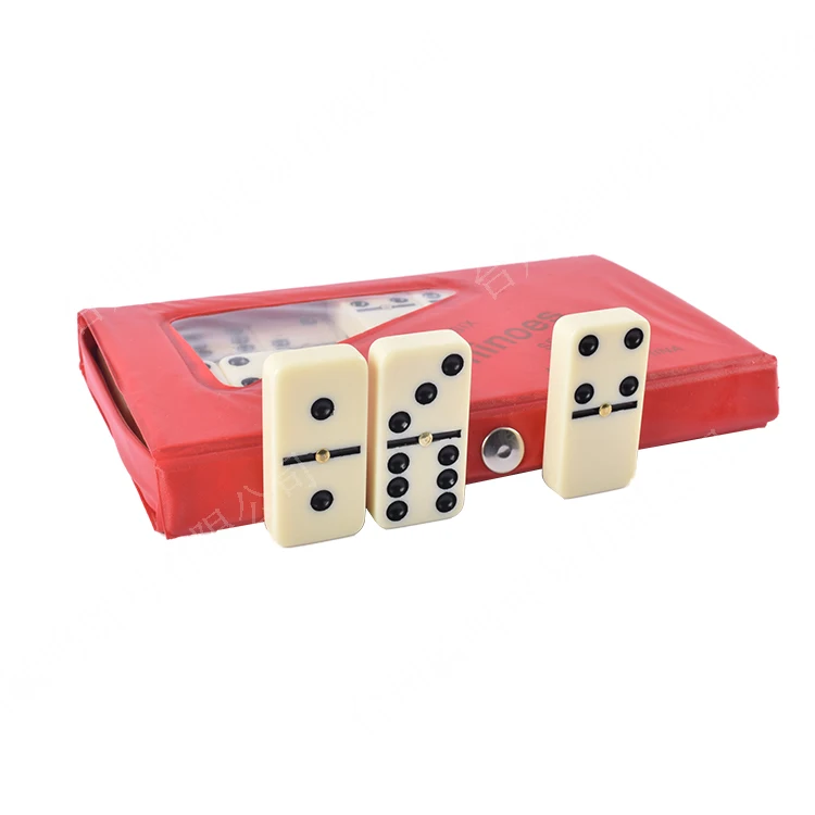Classic 28pcs Melamine Domino Tiles Custom Double Six Dominoes Set  in Durable Faux Leather Case