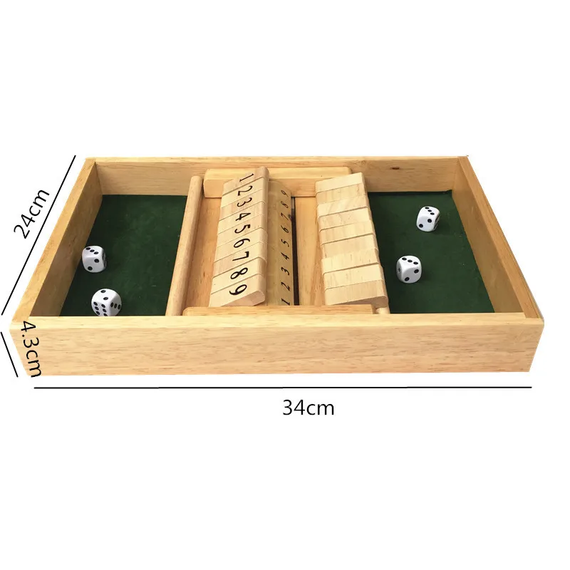 Wholesale wooden traditional board game Educational Intelligent 2 Player Shut the Box Game Set