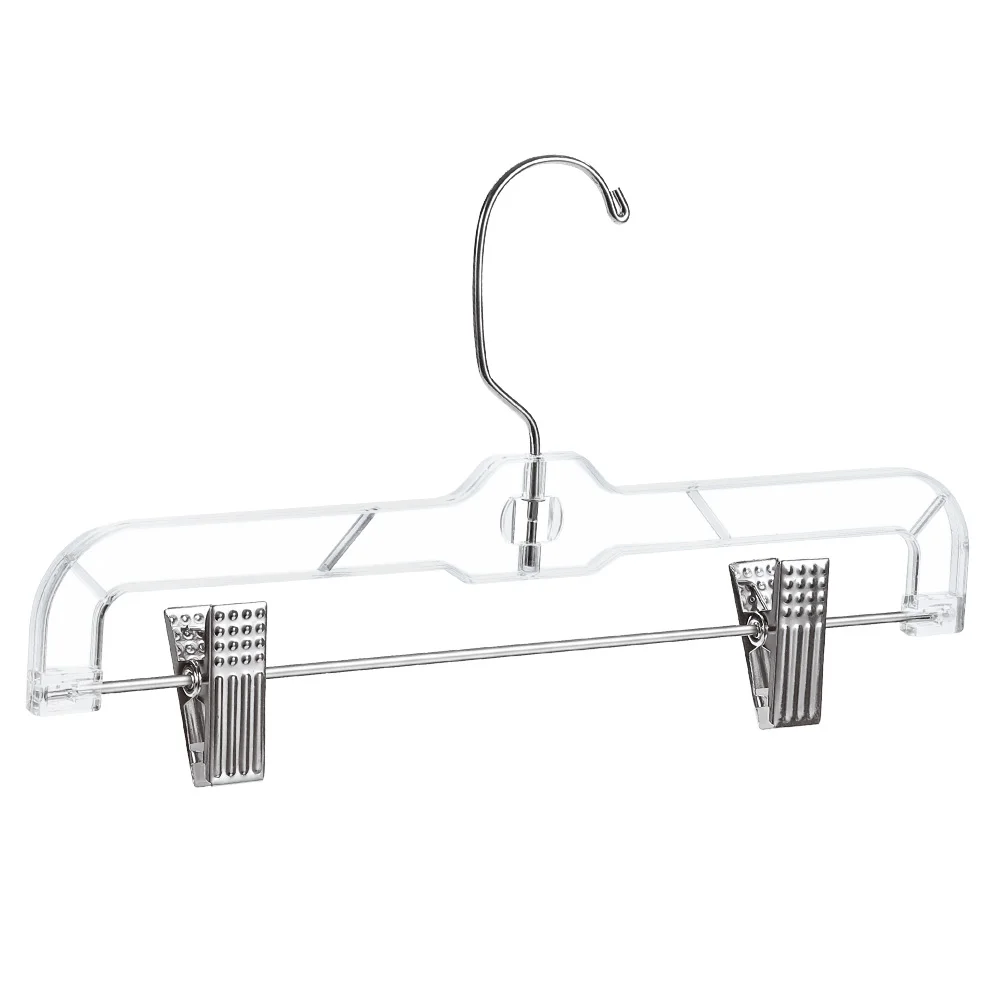 Wholesale Clear Plastic Hanger For Pant Skirt With Clips