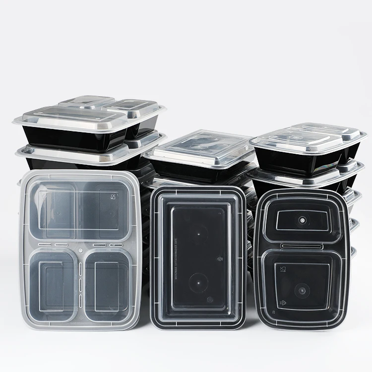 Disposable 4 compartments plastic food container meal prep containers disposable plastic container with divide