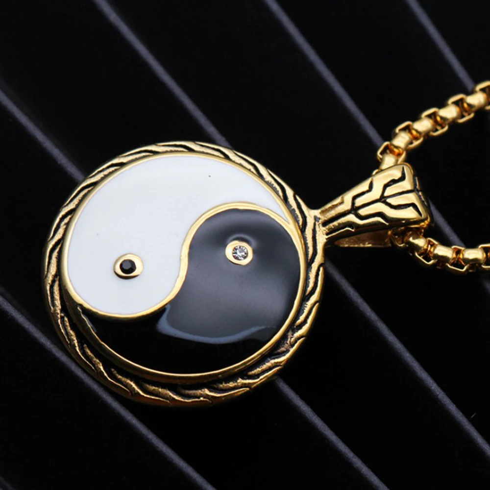 Mister Jewelry 18K Color Oxydic Stainless Steel Best Friends Yin Yang Pendant Necklace