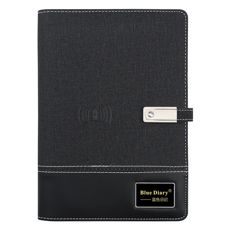 Power Bank notebook Wireless Charger Notebook customized planner lighting logo with powerbank notebook