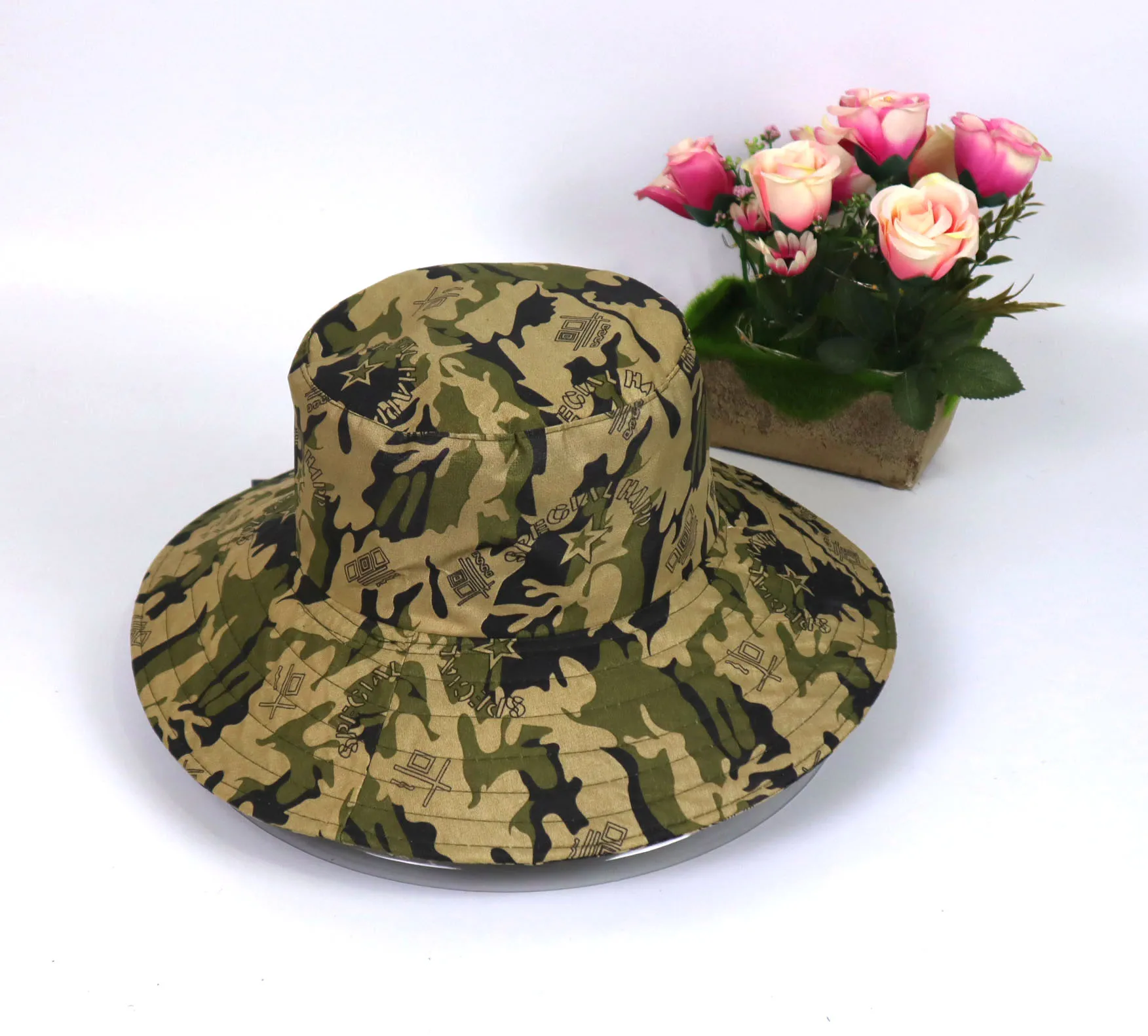 Outdoor Hunting Camouflage Style Fisherman Cotton Bucket Hat Military With String For