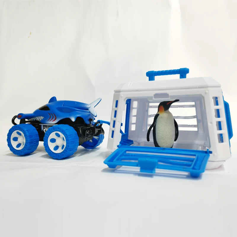 Simulation animals model inertia friction toy vehicle truck with cage