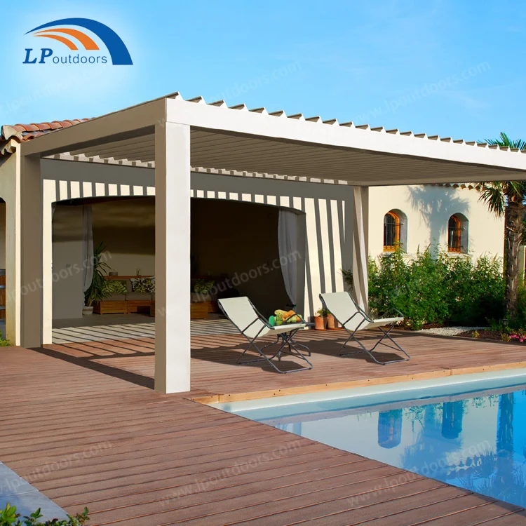 Garden Gazebo Pavilion Louvered Roof Cover Terrace Pergola Aluminum Louvered Pergola For Leisure Place