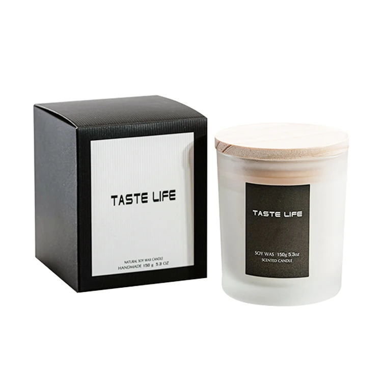 Custom Empty 8 oz 10 oz 14 oz Large Clear Frosted Glass Candle Jars With Metal Lid Box for Candle Making