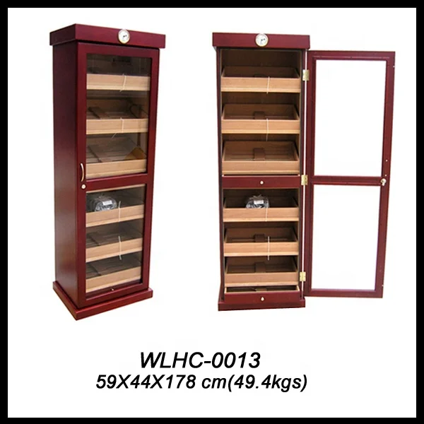 Wholesale Classical Single door Wood Cigar Cabinet Cigar Display  Large Storage Custom Logo Cigar Humidor Cabinet