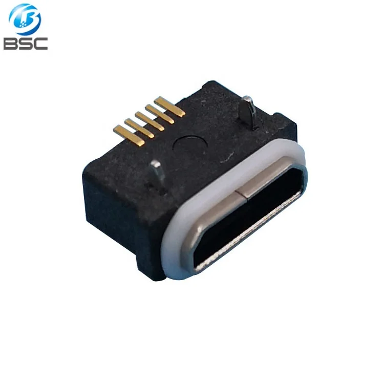 IP66 Waterproof Micro USB Type B Female 5P Connector SMT  with Rating 3 A