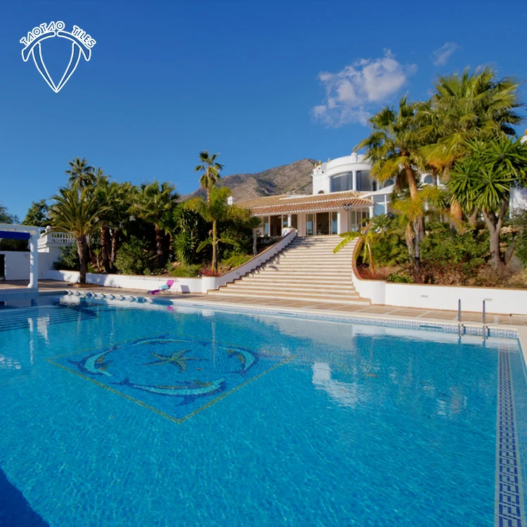 Недорогая фабричная плитка для бассейна синяя керамическая квадратная мозаика