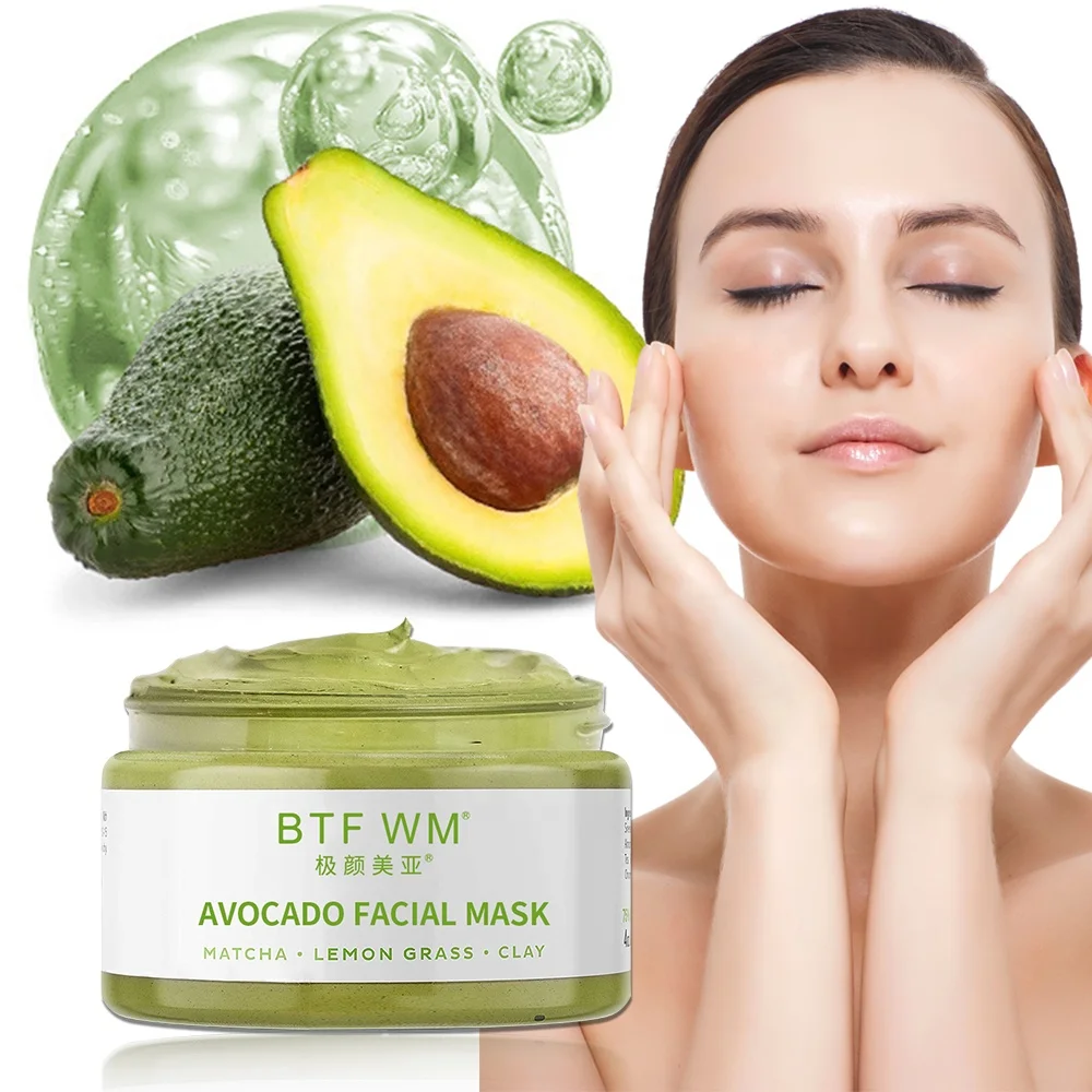 Deep Cleaning Hydrating Detoxing Avocado Mud Mask Musk Matcha Green Tea Facial Detox Mud Mask With Aloe Vera