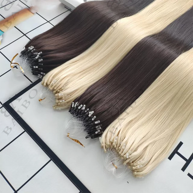 12A Remy Virgin Human Hair Easy Micro Ring/links/loop/beads Hair Extensions 1g/strand Micro Loop Hair For Women