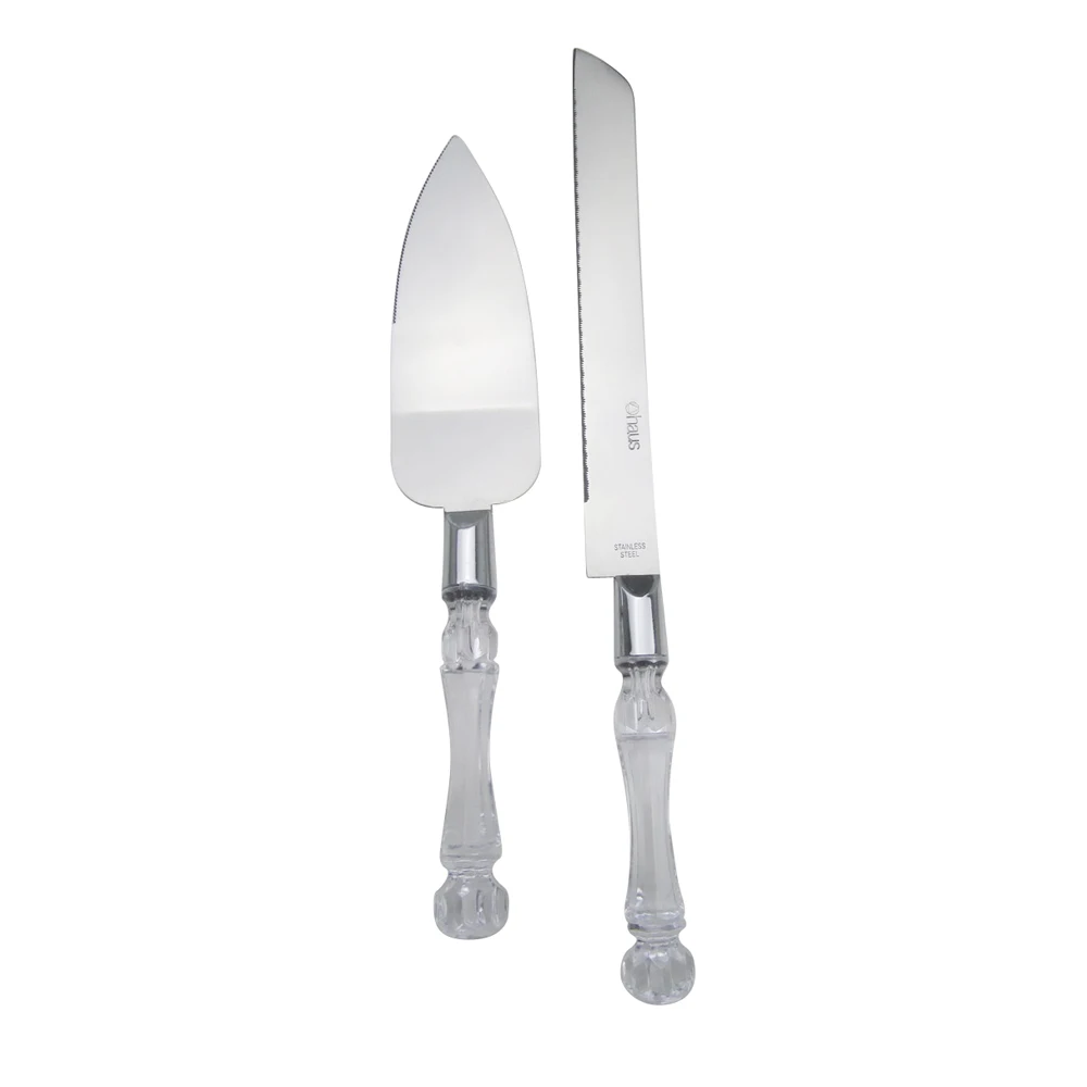 2Pcs Acrylic Handle Wedding Knife Include Cake Knife And Cake Shovel
