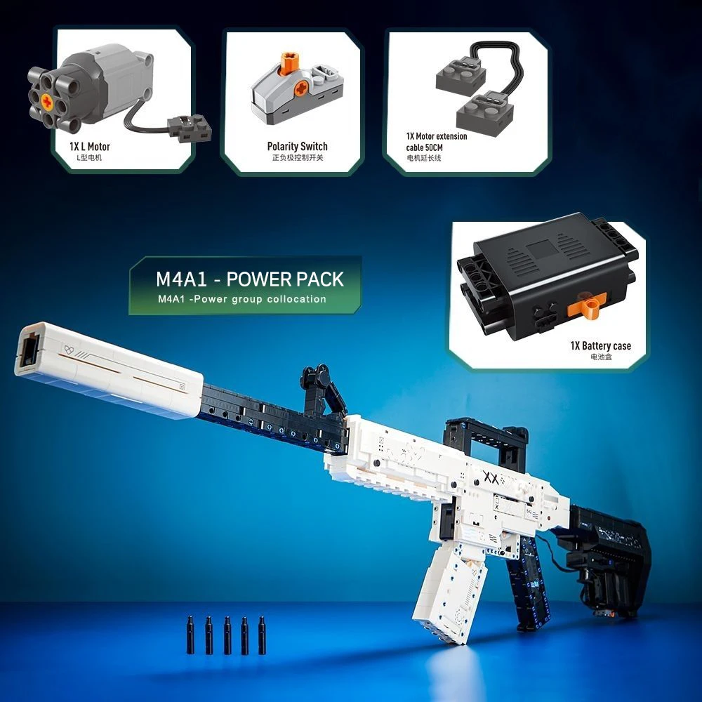 1988PCS M4A1 Shooting Electric Repeating Block Gun Bullet Military Building Blocks Ww2 Assembly Gun Toys Model For Children