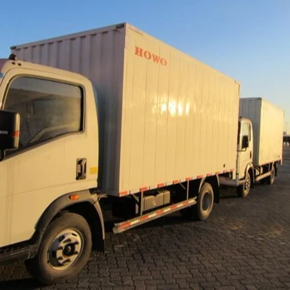 Cheap price SINOTRUK HOWO light duty truck 4 tons RHD euro 2 engine box truck van cargo truck