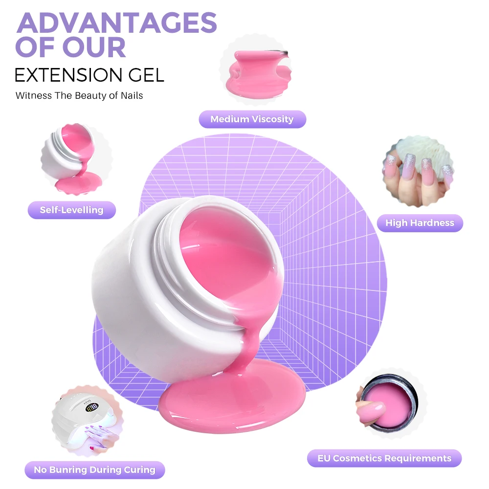 Factory Wholesale Deroi 1Kg UV Builders Gel 36 Colors Nude Color Extension Glue Hard Gel Nail Builder For Nail Art