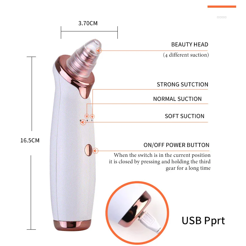 2022 Rechargeable Blackhead Instrument Nose Pore Cleaner Vacuum Blackhead Remover Removal Machine With Blackhead Remover Tool