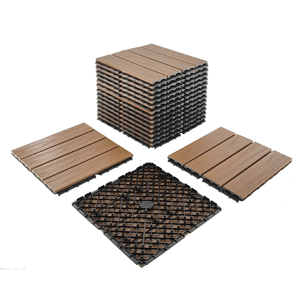 Interlock wood plastic composite for indoor and outdoor flooring solution