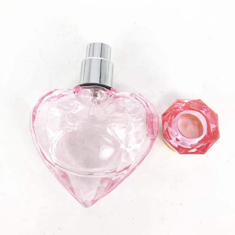 30ml heart shape very transparent  empty perfume refill spray pump bottle glass