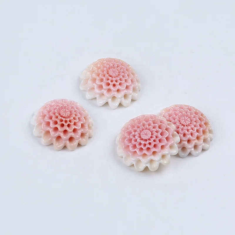 Natural 25mm delicate Pink Flower carved mabe shell pearl for Jewelry making